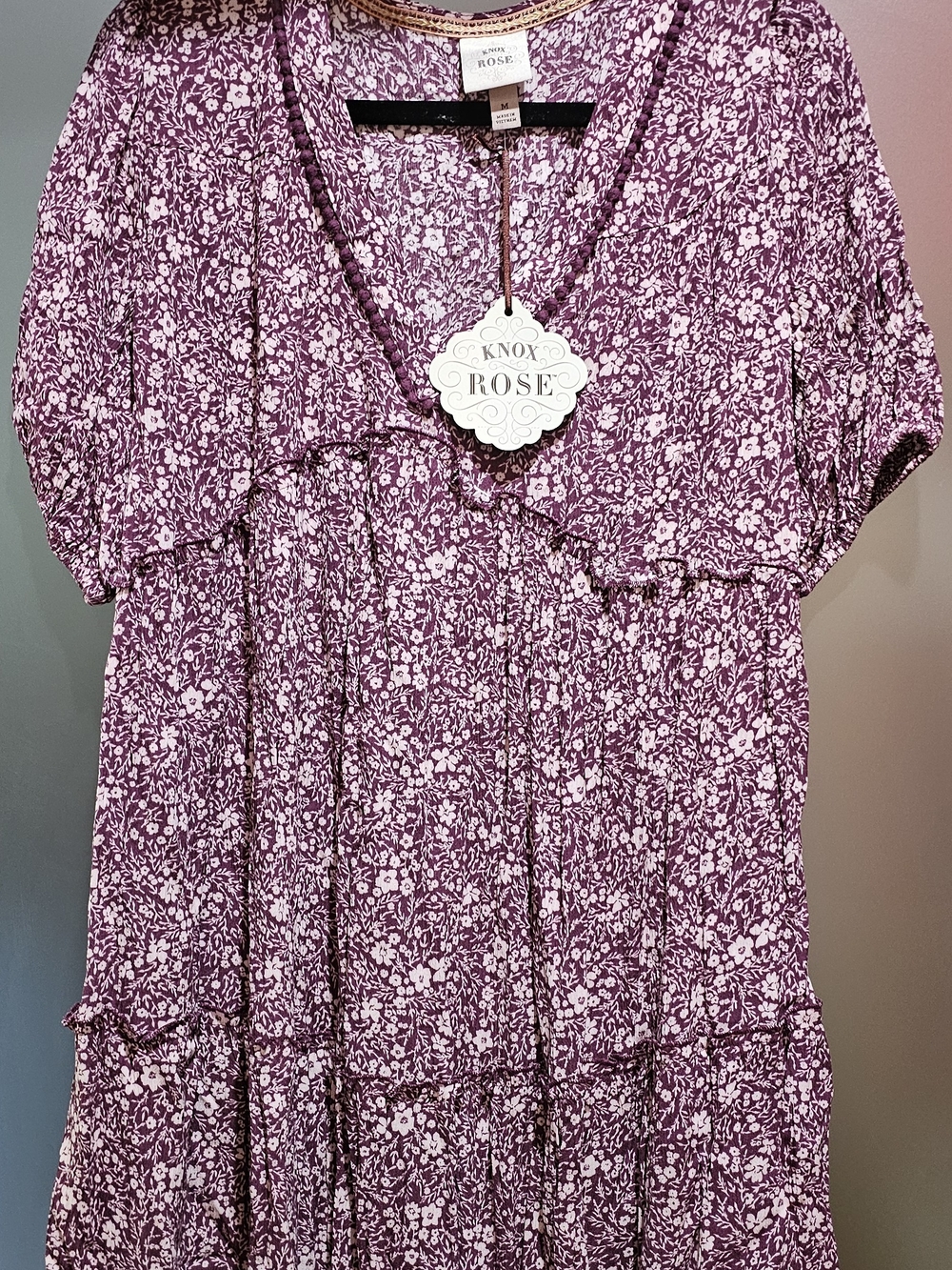 Knox Rose Lavender Floral Ruffle Dress